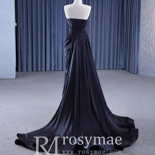 High-end Handmade Beading Evening Dress with Asymmetrical Neck - Rosymae