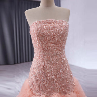 High-end Handmade Ruffles Prom Dress Strapless Formal Gown - Rosymae