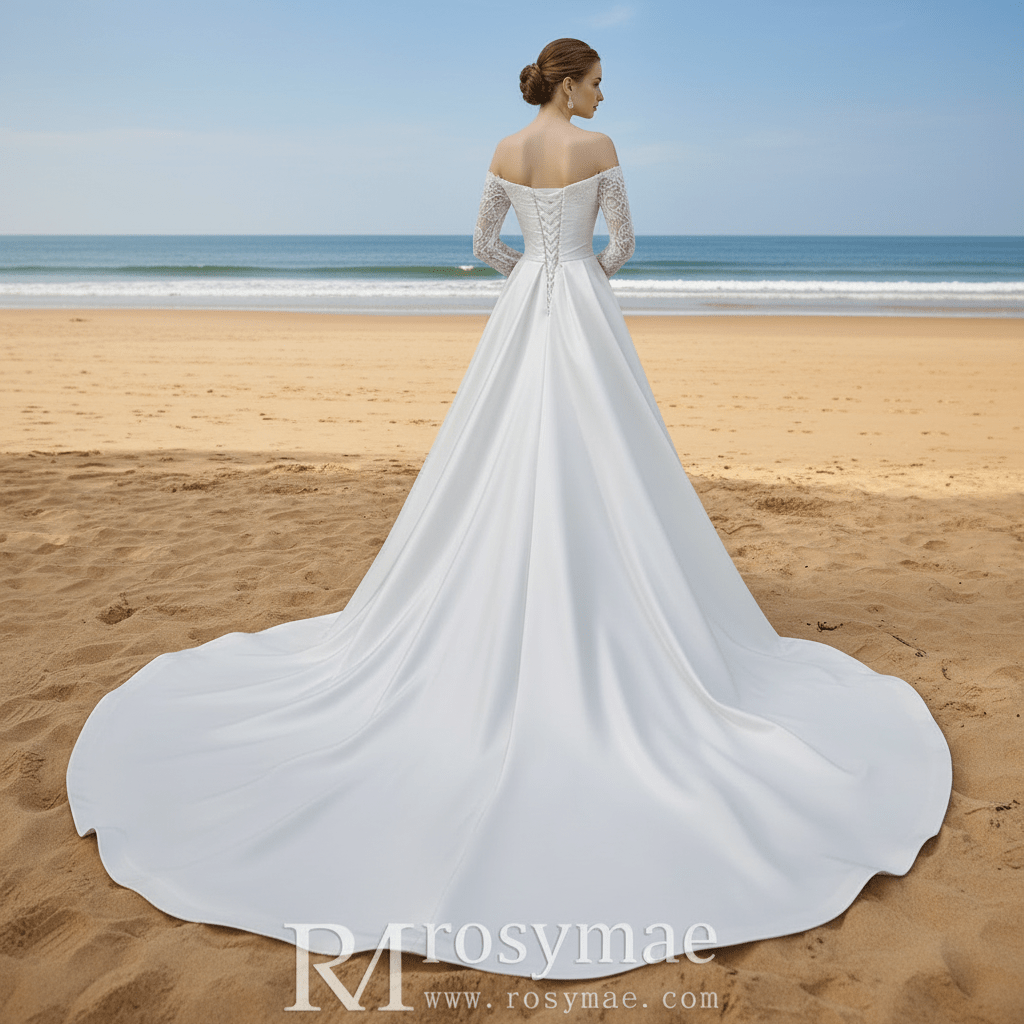 High-end Handmade Sparkly Wedding Dress with Long Sleeve - Rosymae
