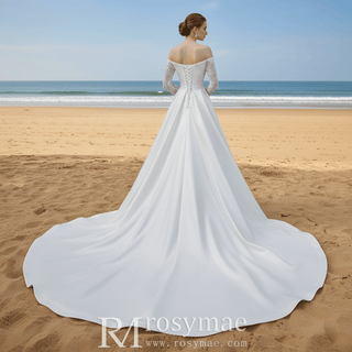High-end Handmade Sparkly Wedding Dress with Long Sleeve - Rosymae