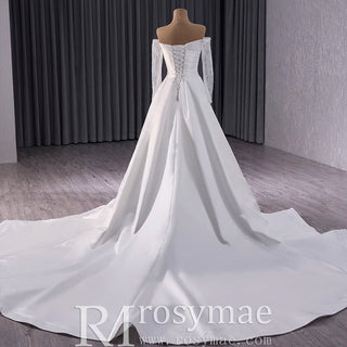 High-end Handmade Sparkly Wedding Dress with Long Sleeve - Rosymae
