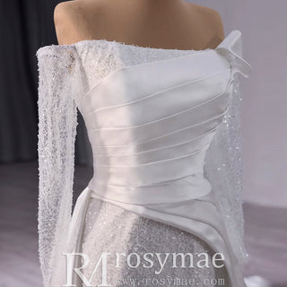 High-end Handmade Sparkly Wedding Dress with Long Sleeve - Rosymae