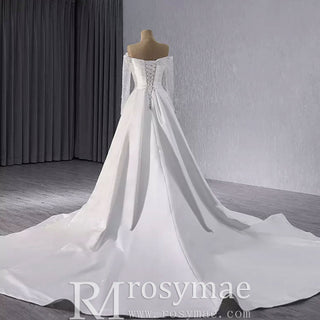 High-end Handmade Sparkly Wedding Dress with Long Sleeve - Rosymae