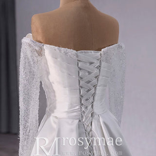 High-end Handmade Sparkly Wedding Dress with Long Sleeve - Rosymae