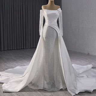 High-end Handmade Sparkly Wedding Dress with Long Sleeve - Rosymae