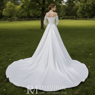 High-end Handmade Sparkly Wedding Dress with Long Sleeve - Rosymae