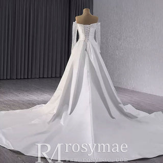 High-end Handmade Sparkly Wedding Dress with Long Sleeve - Rosymae