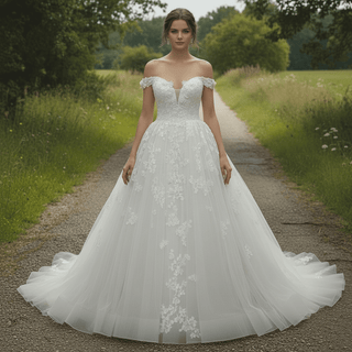 High-end Light Pink Ball Gown Pink Wedding Dress with Off the Shoulder - Rosymae