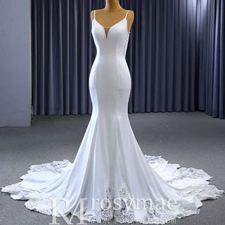 High-end Mermaid Spaghetti Straps Backless Wedding Dress - Rosymae