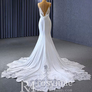 High-end Mermaid Spaghetti Straps Backless Wedding Dress - Rosymae