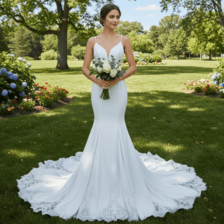 High-end Mermaid Spaghetti Straps Backless Wedding Dress - Rosymae