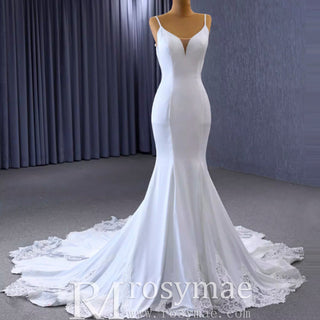 High-end Mermaid Spaghetti Straps Backless Wedding Dress - Rosymae