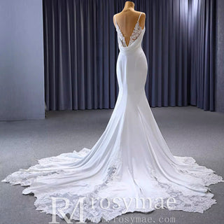 High-end Mermaid Spaghetti Straps Backless Wedding Dress - Rosymae