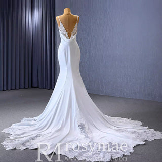 High-end Mermaid Spaghetti Straps Backless Wedding Dress - Rosymae