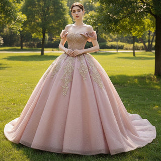 High-end Off the Shoulder Ball Gown Formal Dress Quinceanera Gown - Rosymae