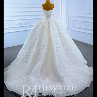 High-end Puffy Skirt Ball Gown Wedding Dress with Square Neckline - Rosymae