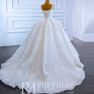 High-end Puffy Skirt Ball Gown Wedding Dress with Square Neckline - Rosymae