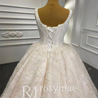 High-end Puffy Skirt Ball Gown Wedding Dress with Square Neckline - Rosymae