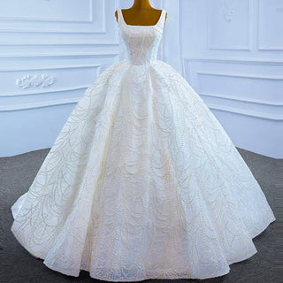 High-end Puffy Skirt Ball Gown Wedding Dress with Square Neckline - Rosymae