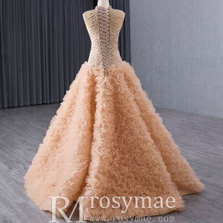 High-end Rhinestone Sequins Pleated Prom Dress Ruched Formal Gown - Rosymae