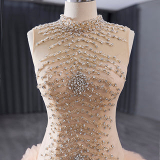 High-end Rhinestone Sequins Pleated Prom Dress Ruched Formal Gown - Rosymae