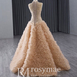 High-end Rhinestone Sequins Pleated Prom Dress Ruched Formal Gown - Rosymae