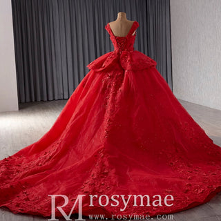 High-end Sparkly Tulle Ball Gown Wedding Dress Quinceanera Gown - Rosymae