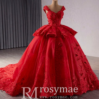 High-end Sparkly Tulle Ball Gown Wedding Dress Quinceanera Gown - Rosymae