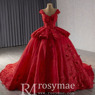 High-end Sparkly Tulle Ball Gown Wedding Dress Quinceanera Gown - Rosymae