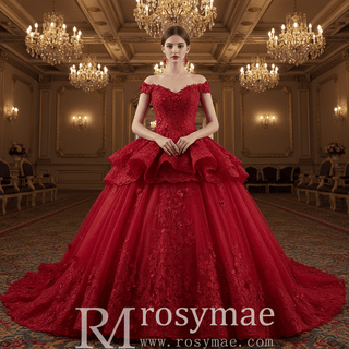 High-end Sparkly Tulle Ball Gown Wedding Dress Quinceanera Gown - Rosymae