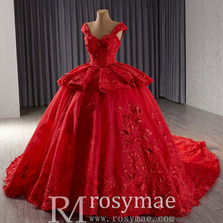 High-end Sparkly Tulle Ball Gown Wedding Dress Quinceanera Gown - Rosymae