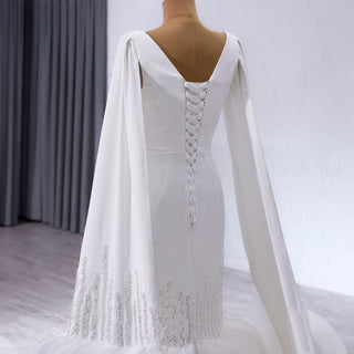 High-end Unique Ruffles Trumpet Wedding Dress With Long Sleeve - Rosymae