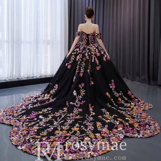 High-end Vintage Black Handmade Sequins Lace Quinceanera Dress - Rosymae
