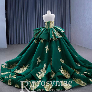 High-end Vintage Pearl Sequins Ruffles Prom Dress Quinceanera Gown - Rosymae