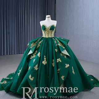 High-end Vintage Pearl Sequins Ruffles Prom Dress Quinceanera Gown - Rosymae