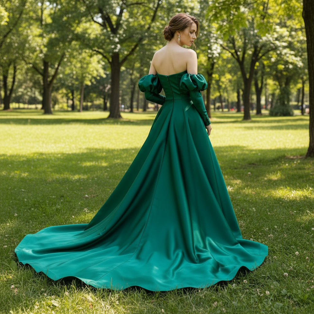 Hunter Green Satin Formal Gown Prom Bridesmaid Party Dress Rosymae Hunter Green Satin Formal Gown Prom Bridesmaid Party Dress Rosymae
