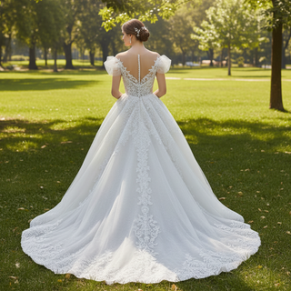 Illusion dentelle appliques robe de mariée pure corsage robe de mariée