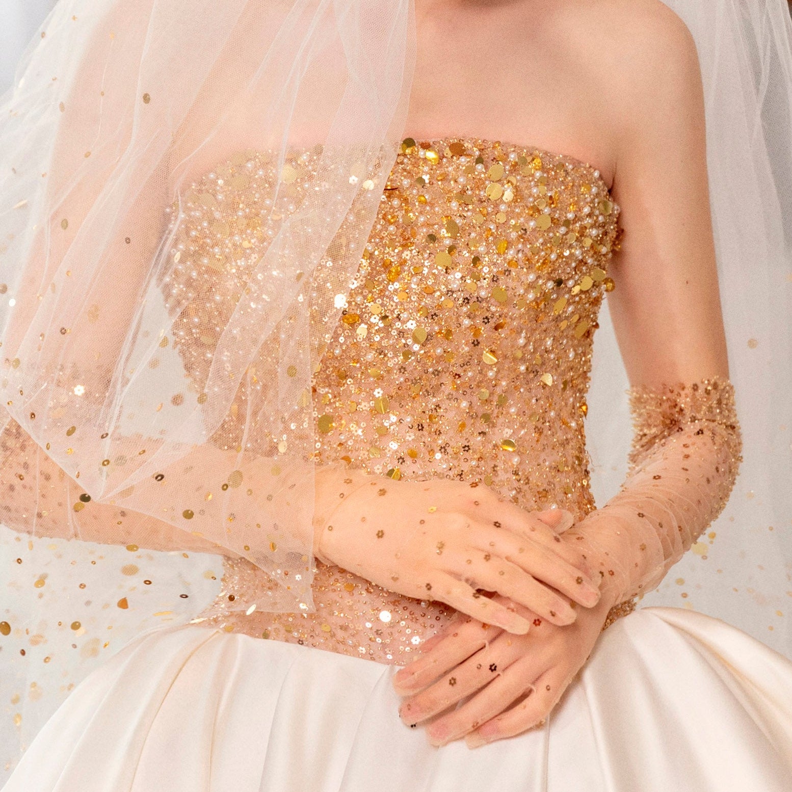 Ivory and Gold Ball Gown Wedding Dress with Straight Neckline Rosymae Ivory and Gold Ball Gown Wedding Dress with Straight Neckline Rosymae