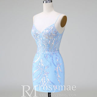 Elegant Above Knee Length Cocktail Dresses with Spaghetti Straps