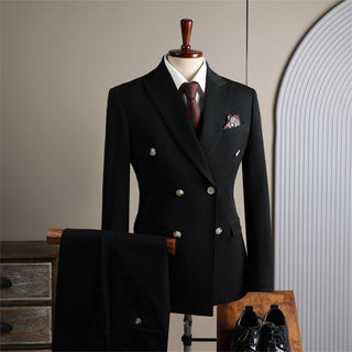 Korean Version Double Breasted Men's Three Piece Casual Suit - Rosymae