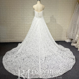 Western Unique Lace Romantic Bohemian Wedding Dress with Vneck