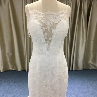 Lace Mermaid Wedding Dress with Beaded Spaghetti Straps & Sweetheart Neckline - Rosymae