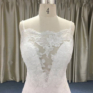 Lace Mermaid Wedding Dress with Beaded Spaghetti Straps & Sweetheart Neckline - Rosymae