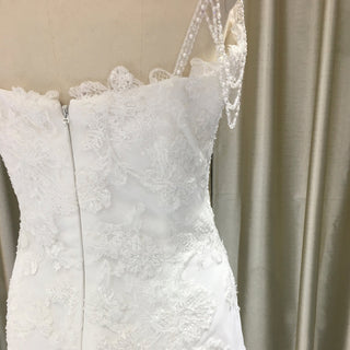 Lace Mermaid Wedding Dress with Beaded Spaghetti Straps & Sweetheart Neckline - Rosymae