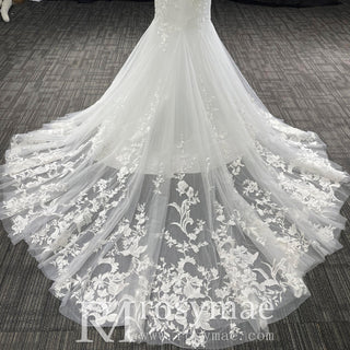 Lace Mermaid Wedding Dresses With Plunging Sweetheart Neckline - Rosymae