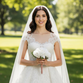 Lace Vintage Cap Sleeve Wedding Dress with Sheer Bodice - Rosymae