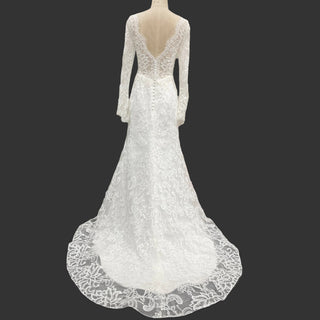Romantic Mermaid Lace Princess Wedding Dresses with Long Sheer Sleeves