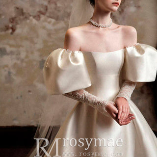 Vintage Ball Gown Lantern Long Sleeve Wedding Dress
