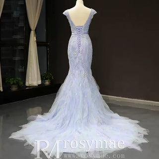 Latest Beading Sequined Wedding Dress V-Neck Vintage Mermaid Bridal Gown - Rosymae
