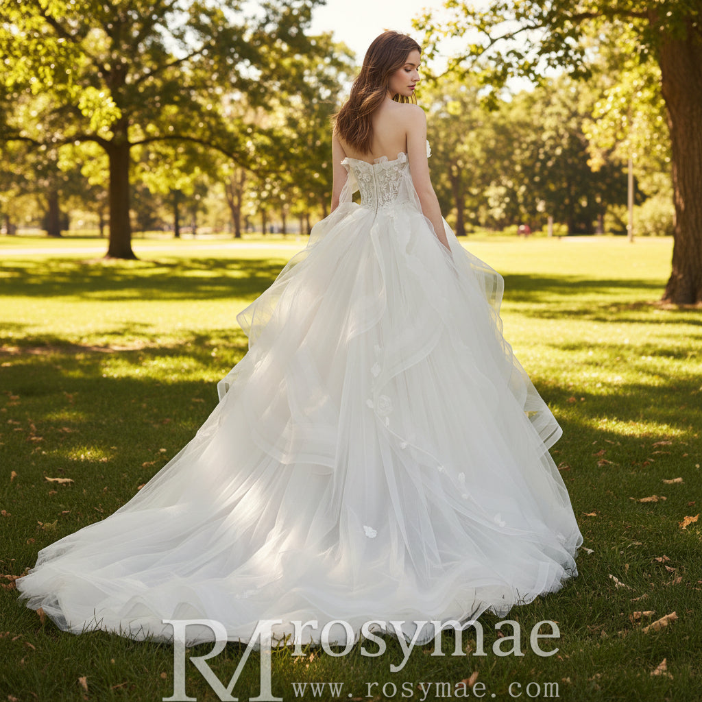 Unique and Ruffled & Tiered Wedding Dresses with Low Back Rosymae Unique and Ruffled & Tiered Wedding Dresses with Low Back Rosymae